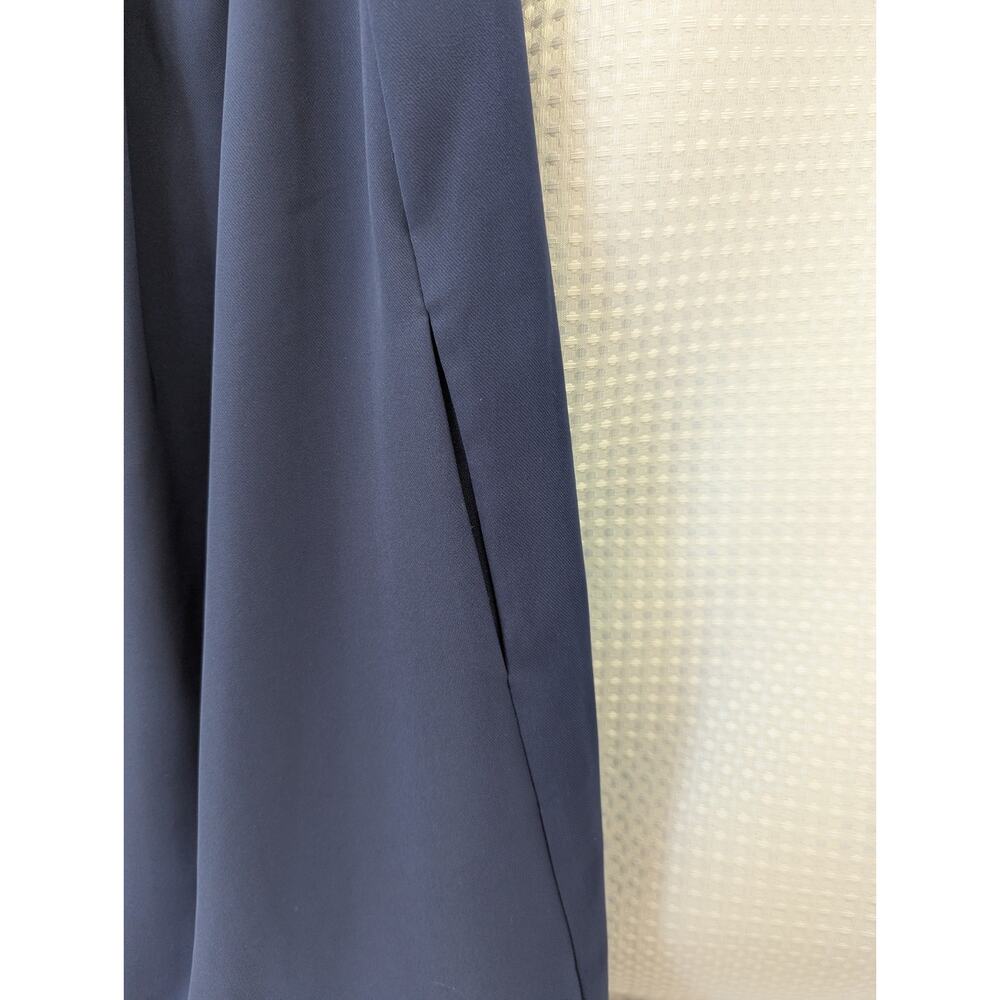 Emporio Armani Navy Blue Sleeveless Shift Dress Pleated Front,Size Cut Off, 12 - Picture 3 of 14